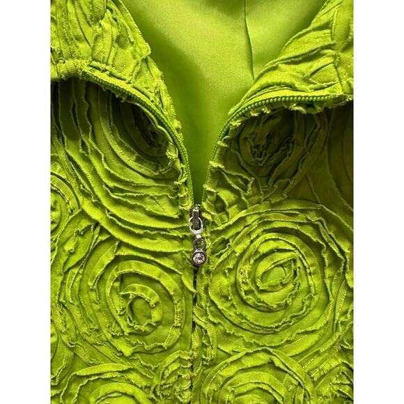 Vintage Laura Ashley Bright Green Jacket Size L Cotton Spandex Y2K Full Zip - Picture 8 of 8